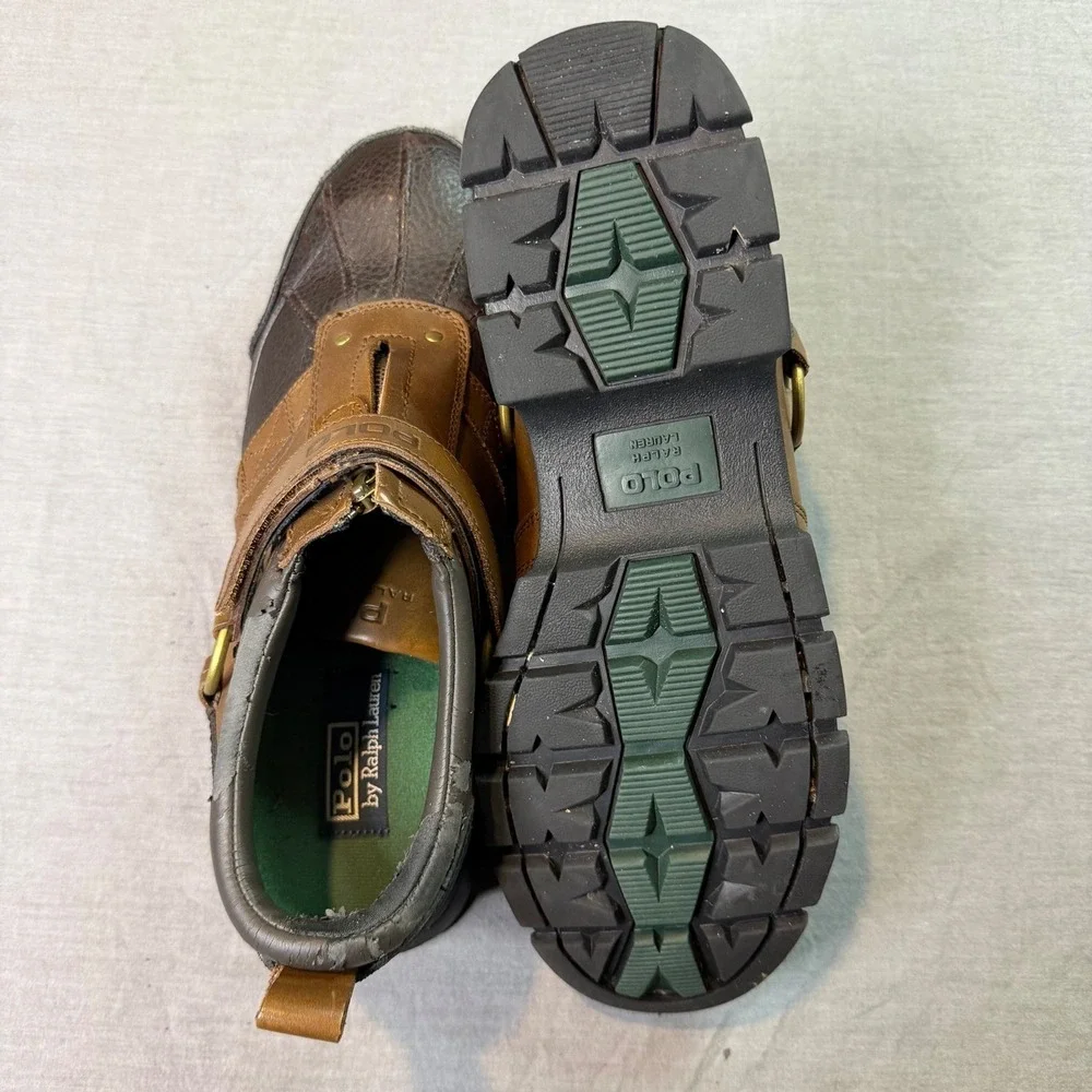 Polo Ralph Lauren Oxfordable III Mens 13D‎ Brown Fair Zip Strap Duck Shoes 0862